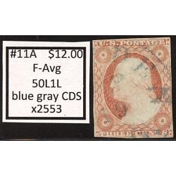 #11A 3¢ Washington, Type 1, Fine - Average, 50L1L