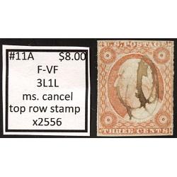 #11A 3¢ Washington, Fine - Very Fine, 3L1L