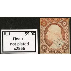 #11 3¢ Washington, Fine++, Not Plated