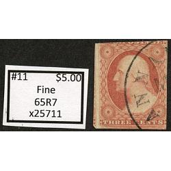 #11 3¢ Washington, Fine - Avg, Dull Rose, 65R7