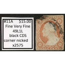 #11A 3¢ Washington, Fine - Very Fine, Black CDS, 49L1L