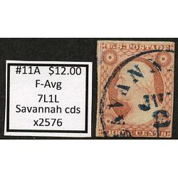 #11A 3¢ Washington, Fine - Avg, CDS, 7L1L