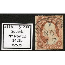 #11A 3¢ Washington, Superb, 14L1L