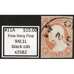 #11A 3¢ Washington, Fine - Very Fine, Black CDS, 94L1L