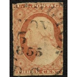 #11 3¢ Washington, Fine, Rare 1855 Year Cancel
