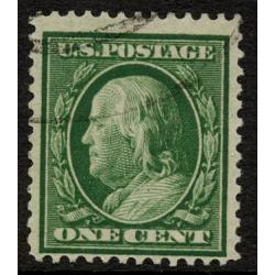 #357 1¢ Franklin, Green, Bluish Paper