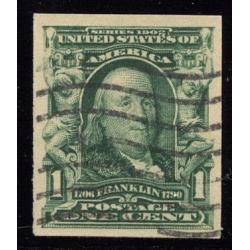 #314 Franklin 1¢ Blue Green, Imperforate VF