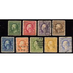 #374-382 Regular Issues Designs of 1908-09, Complete Set of 9