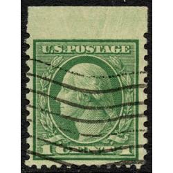 #538 1¢ Washington, Green, Imperforate Top Selvage