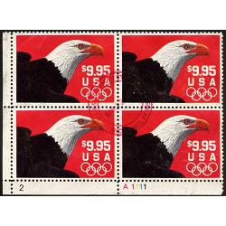 #2541 Express Mail $9.95 Eagle, Plate Block of Four,  (USED)