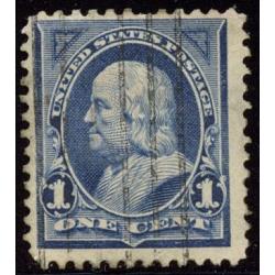 #264 1¢ Franklin, Blue, Perf Faults