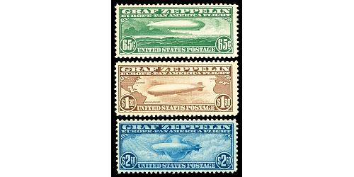 #C13-C15 Graf Zeppelin Issue Mint Complete Set of Three. NH, PF Certificates