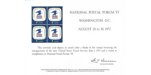 # PS8 NATIONAL POSTAL FORUM VI, 1972