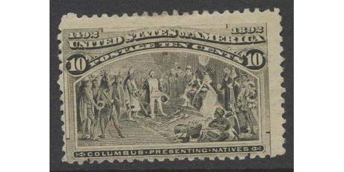 #237 10¢ Black Brown, Columbus Presenting Natives, H