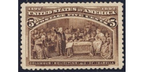 #234 5¢ Columbian and Isabella, Chocolate, VF NH