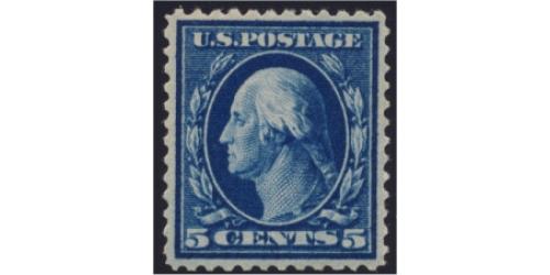 #378 5¢ Washington, Blue, LH
