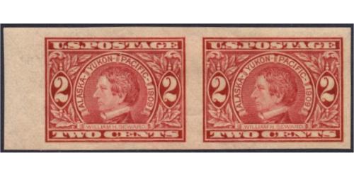 #371 2¢ Seward, Carmine Imperforate Pair, LH