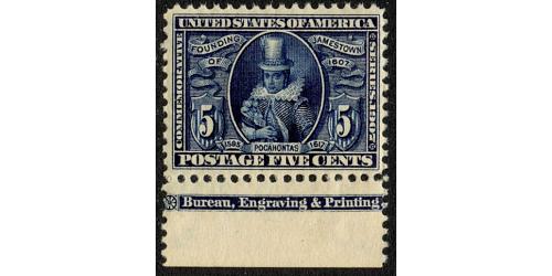 #330 5¢ Pocahontas, Very Fine Never Hinged