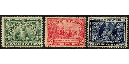#328-30 Jamestown Exposition, Set of Three Never Hinged