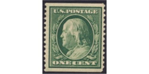 #352 1¢ Franklin, Green, LH
