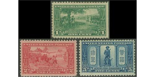 #617-19 Lexington - Concord Issue, Set of Three, NH