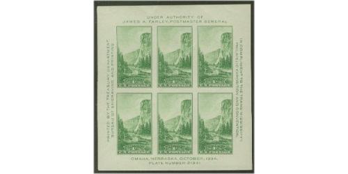 #751 Yellowstone Park, Souvenir Sheet of Six, Faults