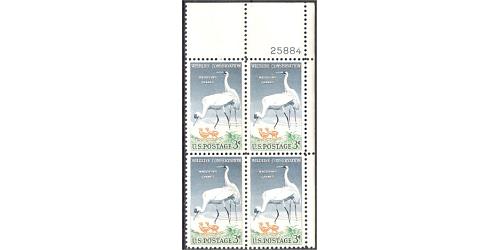 #1098 Wildlife Conservation, Whooping Crane, Plate Block