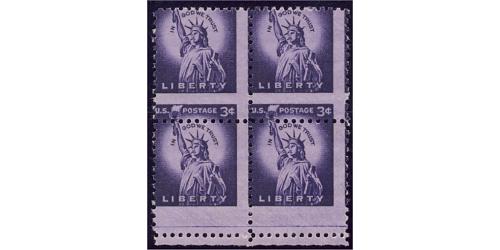 #1035 Liberty Block of Four, Dramatic Two Way Perforation Shift