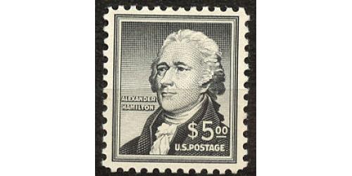 #1053 $5 Alexander Hamilton, VLH Very Fine