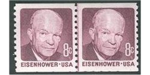 #1402 8¢ Eisenhower, Line Pair