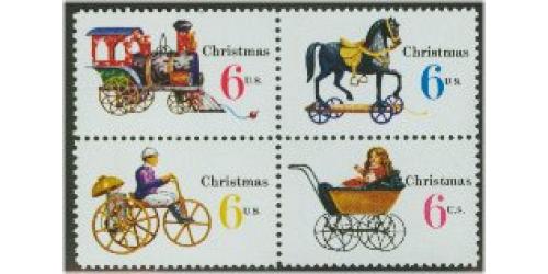 #1418b Christmas Toys, Block of Four