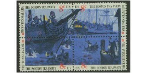 #1480-83 Boston Tea Party (Bicentennial), Four Singles