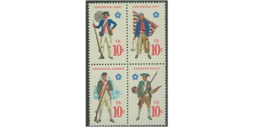 #1565-68 Military Uniforms (Bicentennial),  Four Singles
