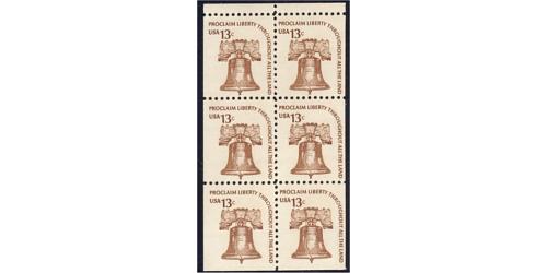 #1595a Liberty Bell, 13¢ Booklet Pane of 6