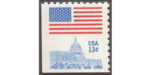 #1623B Flag Over Capitol, Booklet Single, Perf 10x9¾