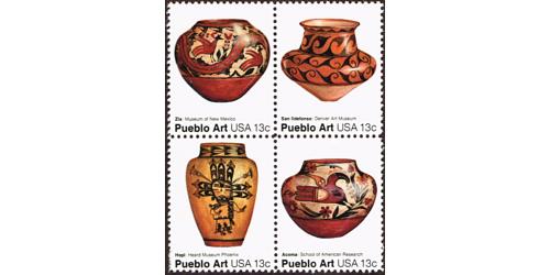 #1706-09 Pueblo Pottery, Four Singles