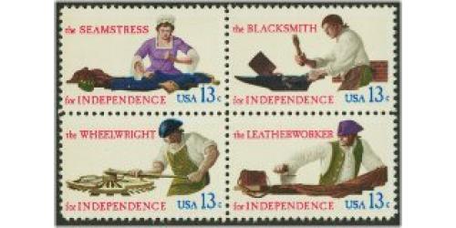 #1717-20 Revolutionary War, Four Singles (Bicentennial)