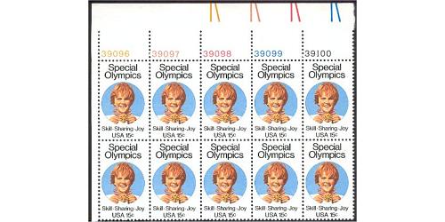 #1788 Special Olympics, Plate Block of 10