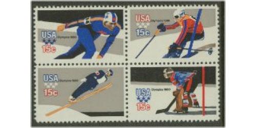 #1798Ac Winter Olympics Perforated 11, Block of Four