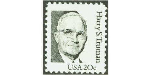 #1862 Harry Truman, Line Perforated 10.9, Small Block Tagging, Dull Gum