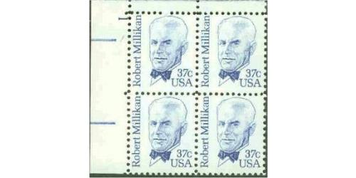 #1866 Robert Millikan, Plate Block of Four