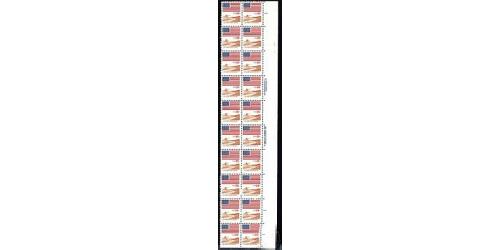 #1890 Flag, Plate Block Strip of 20