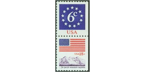#1893c Flag & Stars, Vertical Booklet Pair