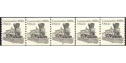 #1897A Locomotive, PNC Plate Number Coil Strip of 5, #10