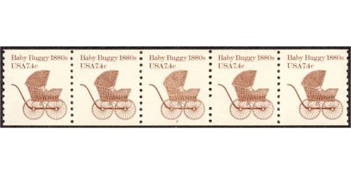 #1902 Baby Buggy, PNC Plate Number Coil Strip of 5, #2