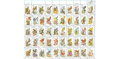 #1953-2002, State Birds & Flowers, Set of 50 Singles Perf 10½x11