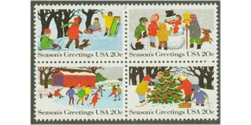 #2030a Christmas - Winter Scenes, Block of Four