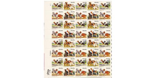 #2098-2101 Dogs, Sheet of 40 Stamps