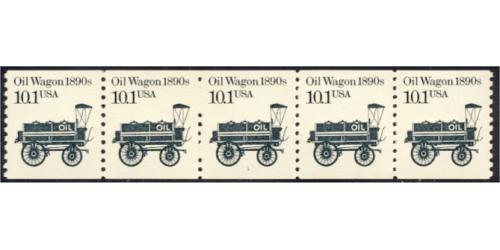 #2130 Oil Wagon, PNC Plate Number Coil Strip of 5, #1