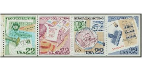#2201a Stamp Collecting, Booklet Pane of Four